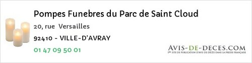 Avis de décès - Vaucresson - Pompes Funebres du Parc de Saint Cloud