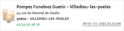 Avis de décès - Saint-Georges-De-Rouelley - Pompes Funebres Guerin - Villedieu-les-poeles