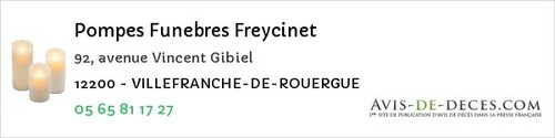 Avis de décès - Villefranche-de-Rouergue - Pompes Funebres Freycinet