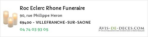Avis de décès - Charbonnières - Roc Eclerc Rhone Funeraire