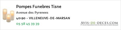 Avis de décès - Villeneuve-de-Marsan - Pompes Funebres Tisne
