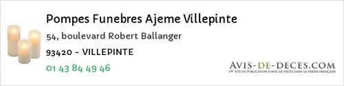 Avis de décès - Vaujours - Pompes Funebres Ajeme Villepinte