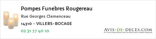 Avis de décès - Noyers-Bocage - Pompes Funebres Rougereau