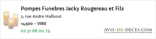 Avis de décès - Carcagny - Pompes Funebres Jacky Rougereau et Fils