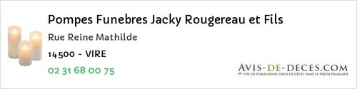Avis de décès - Vire Normandie - Pompes Funebres Jacky Rougereau et Fils