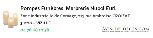 Avis de décès - Montbonnot-Saint-Martin - Pompes Funèbres Marbrerie Nucci Eurl