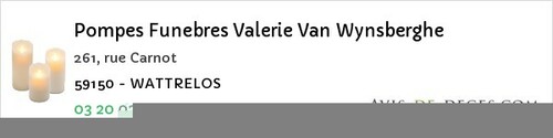 Avis de décès - La Chapelle-D'armentières - Pompes Funebres Valerie Van Wynsberghe