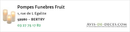 Avis de décès - Aulnoy-lez-Valenciennes - Pompes Funebres Fruit