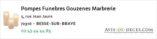 Avis de décès - Saint-Mars-Sous-Ballon - Pompes Funebres Gouzenes Marbrerie
