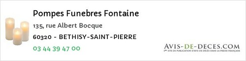 Avis de décès - Sérifontaine - Pompes Funebres Fontaine