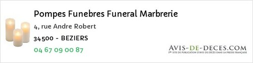 Avis de décès - Portiragnes - Pompes Funebres Funeral Marbrerie