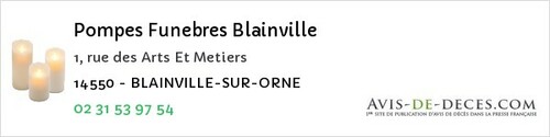 Avis de décès - Biéville-Beuville - Pompes Funebres Blainville