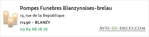 Avis de décès - Dampierre-en-Bresse - Pompes Funebres Blanzynoises-brelau