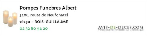 Avis de décès - Robertot - Pompes Funebres Albert