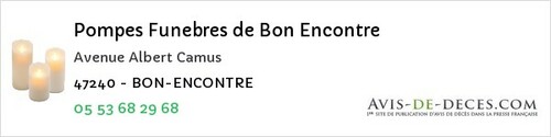Avis de décès - Colayrac-Saint-Cirq - Pompes Funebres de Bon Encontre