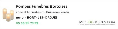 Avis de décès - Clergoux - Pompes Funebres Bortoises