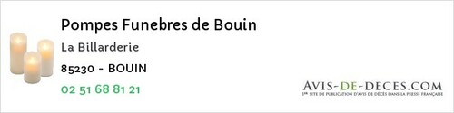 Avis de décès - Boulogne - Pompes Funebres de Bouin
