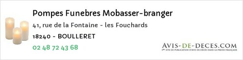 Avis de décès - Crézançay-sur-Cher - Pompes Funebres Mobasser-branger