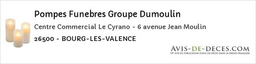 Avis de décès - Saulce-sur-Rhône - Pompes Funebres Groupe Dumoulin