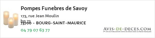 Avis de décès - Grésy-sur-Isère - Pompes Funebres de Savoy