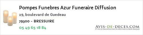 Avis de décès - La Forêt-Sur-Sèvre - Pompes Funebres Azur Funeraire Diffusion