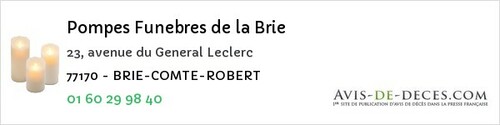 Avis de décès - Rozay-en-Brie - Pompes Funebres de la Brie
