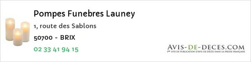Avis de décès - Roncey - Pompes Funebres Launey
