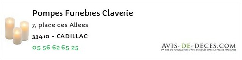 Avis de décès - Saint-Vivien-De-Monségur - Pompes Funebres Claverie