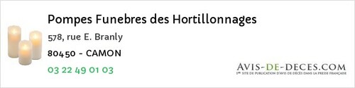 Avis de décès - Domart-en-Ponthieu - Pompes Funebres des Hortillonnages