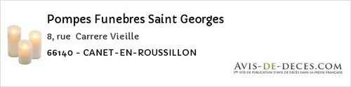 Avis de décès - Rivesaltes - Pompes Funebres Saint Georges
