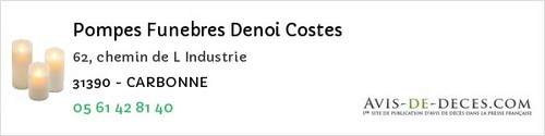 Avis de décès - Saint-Sauveur - Pompes Funebres Denoi Costes