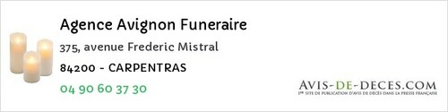 Avis de décès - Sarrians - Agence Avignon Funeraire