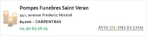 Avis de décès - Travaillan - Pompes Funebres Saint Veran