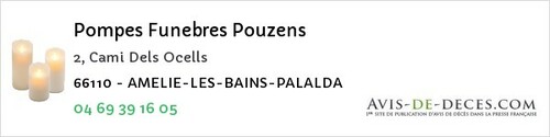 Avis de décès - Vernet-les-Bains - Pompes Funebres Pouzens