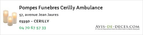 Avis de décès - Coutansouze - Pompes Funebres Cerilly Ambulance