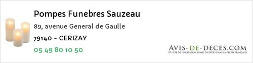 Avis de décès - Saint-Coutant - Pompes Funebres Sauzeau