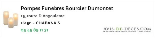Avis de décès - Châteaubernard - Pompes Funebres Bourcier Dumontet
