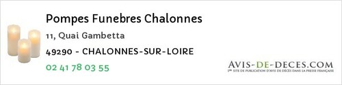 Avis de décès - Le Vieil-Baugé - Pompes Funebres Chalonnes