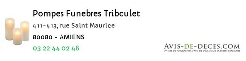 Avis de décès - Davenescourt - Pompes Funebres Triboulet