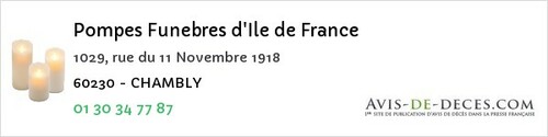 Avis de décès - Boury-en-Vexin - Pompes Funebres d'Ile de France