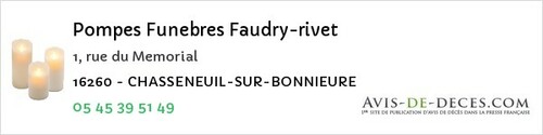 Avis de décès - Bonneuil - Pompes Funebres Faudry-rivet