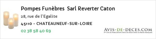 Avis de décès - Rouvray-Sainte-Croix - Pompes Funèbres Sarl Reverter Caton