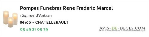 Avis de décès - Vouneuil-sur-Vienne - Pompes Funebres Rene Frederic Marcel