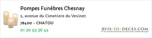 Avis de décès - Condé-sur-Vesgre - Pompes Funèbres Chesnay