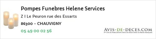 Avis de décès - Pressac - Pompes Funebres Helene Services