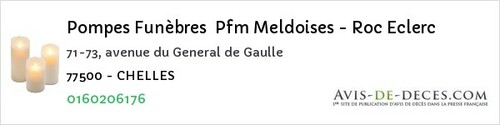 Avis de décès - Précy-sur-Marne - Pompes Funèbres Pfm Meldoises - Roc Eclerc