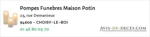 Avis de décès - Ablon-sur-Seine - Pompes Funebres Maison Potin