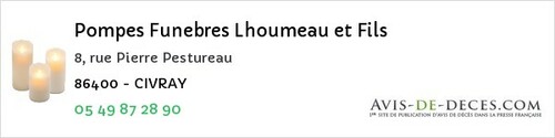 Avis de décès - La Ferrière-Airoux - Pompes Funebres Lhoumeau et Fils