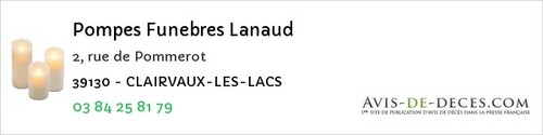 Avis de décès - Chissey-sur-Loue - Pompes Funebres Lanaud