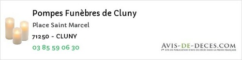 Avis de décès - Cluny - Pompes Funèbres de Cluny